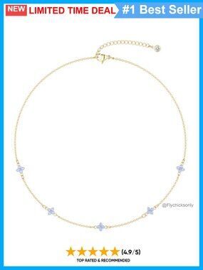 14K Gold Plated Dainty Flower Chain Necklace for Women